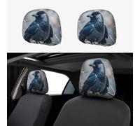 XOPEKVLAWM 1 PCS Car Headrest Covers Soft Breathable Cars Head Rest Cover Protector Black Crow Birds Headrest Covers Personalized Car Seat Head Rest Cover for SUV Sedan Trucks Cars Accessories