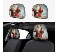 XOPEKVLAWM 1 PCS Car Headrest Covers Soft Breathable Cars Head Rest Cover Protector Christmas Santa Claus Headrest Covers Personalized Car Seat Head Rest Cover for SUV Sedan Trucks Cars Accessories
