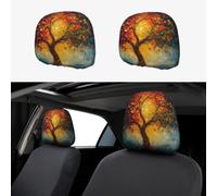 XOPEKVLAWM 2 PCS Car Headrest Covers Soft Breathable Car Head Rest Cover Protector Colorful Tree of Life Headrest Covers Personalized Car Seat Head Rest Cover for SUV Sedan Trucks Car Accessories