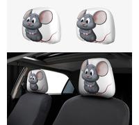 XOPEKVLAWM 2 PCS Car Headrest Covers Soft Breathable Car Head Rest Cover Protector Grey rat Headrest Covers Personalized Car Seat Head Rest Cover for SUV Sedan Trucks Car Accessories