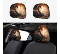 XOPEKVLAWM 2 PCS Car Headrest Covers Soft Breathable Car Head Rest Cover Protector White Swan on the Lake Headrest Covers Personalized Car Seat Head Rest Cover for SUV Sedan Trucks Car Accessories