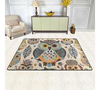 XOPEKVLAWM Area Rugs for Living Room 91x60 cm Non-Slip Doormat Low Profile Floor Mats Color owl pattern Area Rug Entrance Mat Machine Washable Carpet for Bedroom Dining Room Office Home Decor