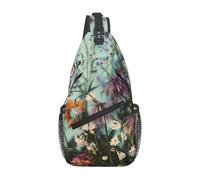 XOPEKVLAWM Cross Chest Bag Sling Backpack butterflies and flowers Sling Bag Crossbody Shoulder Bag Travel Hiking Daypack