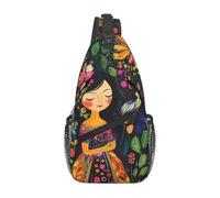 XOPEKVLAWM Cross Chest Bag Sling Backpack Mexican Folk Art Sling Bag Crossbody Shoulder Bag Travel Hiking Daypack