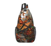 XOPEKVLAWM Cross Chest Bag Sling Backpack Monarch butterflies Sling Bag Crossbody Shoulder Bag Travel Hiking Daypack