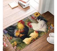 XOPEKVLAWM Door Mat Non-Slip Welcome Mats Washable Front Door Mat chicken painting Doormat Kitchen Rugs for Entryway Absorbent Doormat Indoor Outdoor Entrance Mats for Bedroom Kitchen Porch 60 x 40cm