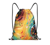 XOPEKVLAWM Drawstring Backpack Gym Bag Abstract Music Themed Backpack Cinch Tote Drawstring Bags for Sports String Bag