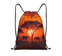 XOPEKVLAWM Drawstring Backpack Gym Bag African Animal Sunset Backpack Cinch Tote Drawstring Bags for Sports String Bag