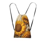 XOPEKVLAWM Drawstring Backpack Gym Bag Bees and sunflowers Backpack Cinch Tote Drawstring Bags for Sports String Bag