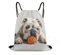 XOPEKVLAWM Drawstring Backpack Gym Bag Dog Playing Ball Backpack Cinch Tote Drawstring Bags for Sports String Bag