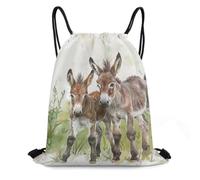 XOPEKVLAWM Drawstring Backpack Gym Bag Donkey in The Grass Backpack Cinch Tote Drawstring Bags for Sports String Bag
