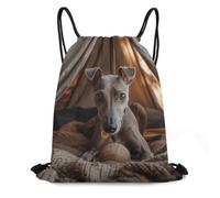 XOPEKVLAWM Drawstring Backpack Gym Bag Greyhound in The Tent Backpack Cinch Tote Drawstring Bags for Sports String Bag