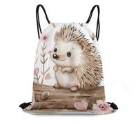 XOPEKVLAWM Drawstring Backpack Gym Bag Hedgehog Sitting on Top Backpack Cinch Tote Drawstring Bags for Sports String Bag