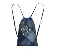 XOPEKVLAWM Drawstring Backpack Gym Bag Jeans Inlaid Rhinestone Photo Backpack Cinch Tote Drawstring Bags for Sports String Bag