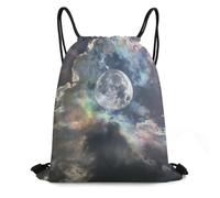 XOPEKVLAWM Drawstring Backpack Gym Bag Looking Up at The Moon Backpack Cinch Tote Drawstring Bags for Sports String Bag