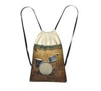 XOPEKVLAWM Drawstring Backpack Gym Bag Music Drum in Field Backpack Cinch Tote Drawstring Bags for Sports String Bag