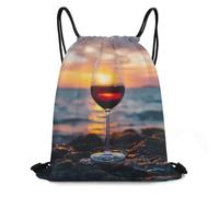 XOPEKVLAWM Drawstring Backpack Gym Bag On Rocks by The Sea Backpack Cinch Tote Drawstring Bags for Sports String Bag