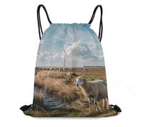 XOPEKVLAWM Drawstring Backpack Gym Bag Sheep Are Grazing Backpack Cinch Tote Drawstring Bags for Sports String Bag