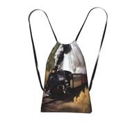 XOPEKVLAWM Drawstring Backpack Gym Bag Steam Train Backpack Cinch Tote Drawstring Bags for Sports String Bag