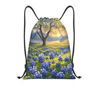 XOPEKVLAWM Drawstring Backpack Gym Bag Texas Bluebonnets Scenery Backpack Cinch Tote Drawstring Bags for Sports String Bag