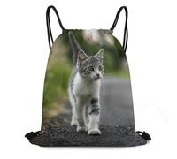 XOPEKVLAWM Drawstring Backpack Gym Bag Walk Along The Road Backpack Cinch Tote Drawstring Bags for Sports String Bag