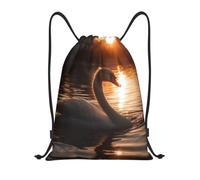 XOPEKVLAWM Drawstring Backpack Gym Bag White Swan on the Lake Backpack Cinch Tote Drawstring Bags for Sports String Bag