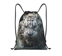 XOPEKVLAWM Drawstring Backpack Gym Bag White Tiger in the River Backpack Cinch Tote Drawstring Bags for Sports String Bag