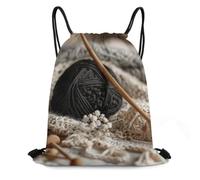 XOPEKVLAWM Drawstring Backpack Gym Bag Yarn And Knitting Needles Backpack Cinch Tote Drawstring Bags for Sports String Bag