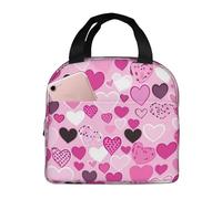 XOPEKVLAWM Insulated Lunch Bag for Men Women Reusable Lunchbox Pink Love Heart Lunch Box Leakproof Cooler Bags for Work Picnic