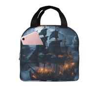 XOPEKVLAWM Insulated Lunch Bag for Men Women Reusable Lunchbox Pirate Sailboat Full Moon Lunch Box Leakproof Cooler Bags for Work Picnic