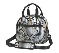 XOPEKVLAWM Insulated Lunch Bag Reusable Lunchbox Black and White Tiger Lunch Box Leakproof Cooler Bags for Work Picnic