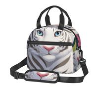 XOPEKVLAWM Insulated Lunch Bag Reusable Lunchbox Cute White Tiger Lunch Box Leakproof Cooler Bags for Work Picnic
