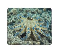 XOPEKVLAWM Mouse Pad Waterproof Computer Mousepad with Non-Slip Rubber Base Blue Ringed Octopus Mouse Pad Laptop Desk Pad Washable Gaming Mouse Mat for Laptop Office Home 7 x 8.6 in