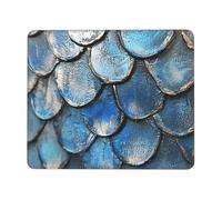 XOPEKVLAWM Mouse Pad Waterproof Computer Mousepad with Non-Slip Rubber Base Sea Blue Mermaid Fish Scale Mouse Pad Laptop Desk Pad Washable Gaming Mouse Mat for Laptop Office Home 10 x 12 inch