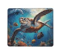XOPEKVLAWM Mouse Pad Waterproof Computer Mousepad with Non-Slip Rubber Base Sea Turtle Dolphin Fish Mouse Pad Laptop Desk Pad Washable Gaming Mouse Mat for Laptop Office Home 7 x 8.6 in