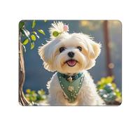 XOPEKVLAWM Mouse Pad with Stitched Edge Waterproof Computer Mousepad with Non-Slip Rubber Base Lovely Maltese Dog Mouse Pad Laptop Desk Pad Washable Gaming Mouse Mat for Laptop Office Home 25x30 cm