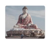 XOPEKVLAWM Mouse Pad with Stitched Edge Waterproof Computer Mousepad with Non-Slip Rubber Base White Buddha Statue Mouse Pad Laptop Desk Pad Washable Gaming Mouse Mat for Laptop Office Home 18 * 22cm