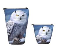 XOPEKVLAWM Standing Pencil Case Big Capacity Stand Up Pencil Pouch Cute Telescopic Pencil Bag Pop up Pencils Holder Arctic Owl Pen Holder Portable Makeup Bag Desk Organizer for Office Supplies