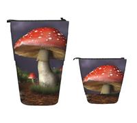 XOPEKVLAWM Standing Pencil Case Big Capacity Stand Up Pencil Pouch Cute Telescopic Pencil Bag Pop up Pencils Holder Giant Mushroom Pen Holder Portable Makeup Bag Desk Organizer for Office Supplies