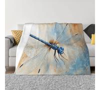 XOPEKVLAWM Throw Blanket for Couch Super Soft Cozy Bed Blanket Ultra-Soft Micro Blue Dragonfly Blankets for All Season Warm Lightweight Fleece Throw Blankets for Sofa Bedroom Living Room 80"x60"