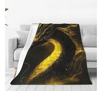 XOPEKVLAWM Throw Blanket for Couch Super Soft Cozy Bed Blanket Ultra-Soft Micro Yellow Dragon Black Blankets for All Season Warm Lightweight Fleece Throw Blankets for Sofa Bedroom Living Room 40"x30"