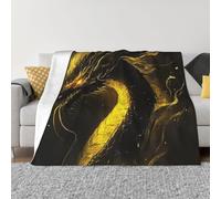 XOPEKVLAWM Throw Blanket for Couch Super Soft Cozy Bed Blanket Ultra-Soft Micro Yellow Dragon Black Blankets for All Season Warm Lightweight Fleece Throw Blankets for Sofa Bedroom Living Room 40"x30"