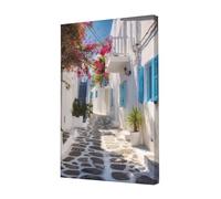 XOPEKVLAWM Wall Art Modern Abstract Poster Print Artwork for Living Room Canvas Paintings Greece Street Wall Pictures Canvas Prints Aesthetic Pictures for Bedroom Bathroom Decoration Framed 30x45 cm
