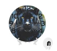 XOPEKVLAWM Wall Clock 10 Inch Non-Ticking Silent Modern Simple Style Round Decor Clocks Animal Panther Clock Decorative Battery Operated Wall Clocks for Home Office Living Room Bedroom Kitchen