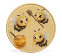 XOPEKVLAWM Wall Picture Cute Bees Honey Circular Iron Hanging Picture Round Metal Tin Sign Modern Iron Plate Hanging Painting Wall Photo Frame Art Hanging Picture for Home Wall Decor