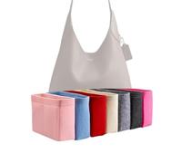 Xoppia Bag Organizer compatible with Coach Brooklyn Shoulder Bag 28. Felt Bag Insert for Handbag. Bag Liner for Women Tote Bags. (Brown, Style B: Side Zipper)