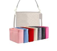 Xoppia Bag Organizer compatible with Coach City 17 Bucket Bag. Felt Insert Liner for Women Tote Handbag. (Black, Style B: Side Zipper)