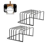xoqoiuo 2 Pcs Chopping Board Holder, Chopping Board Rack Baking Tray Storage Rack Plate Organiser Plate Racks for Cupboard for Baking Net, Dinnerware, Cutting Organizer Holder Pan Lids (Black)