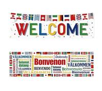 xoqoiuo 2Pcs Welcome World Cup Background Flags - 110x35cm Wall Chart Decor | World Cup flag decor: 110x35cm, country flags. Football poster for boys room. Durable, foldable. Great for parties, display.