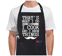 Xornis 100% Cotton Funny Apron for Men Women Adjustable Bib Aprons with 2 Pockets Grill Kitchen Cooking BBQ One Size Fits All, Black, 33.1 inches x 27.2 inches